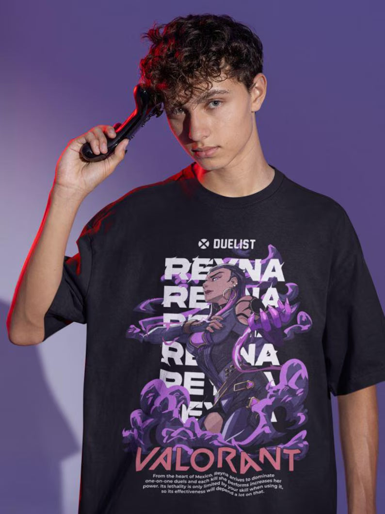 AME OVER Reyna Arcade Graphic T-Shirt – Retro VALORANT Gamer Tee