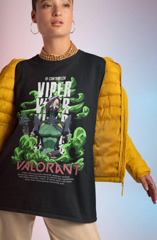 GAME OVER Viper Retro Gaming Graphic Tee – VALORANT Unisex T-Shirt